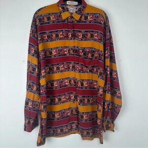 Guess by Georges Marciano Vintage Button Down Shirt Size 3/XL Striped Floral 90s